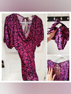 NWT Fushia Fantastic Full Satin Blouse